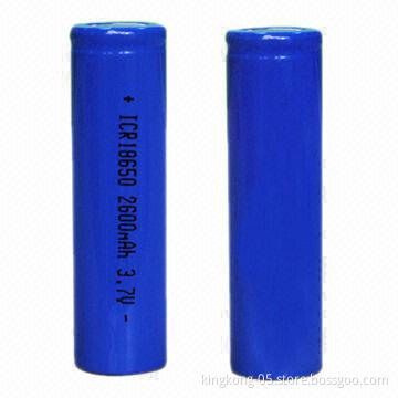 3.7V 18650 Lithium Batteries with 2,600mAh Capacity, Sized 18 x 65mm